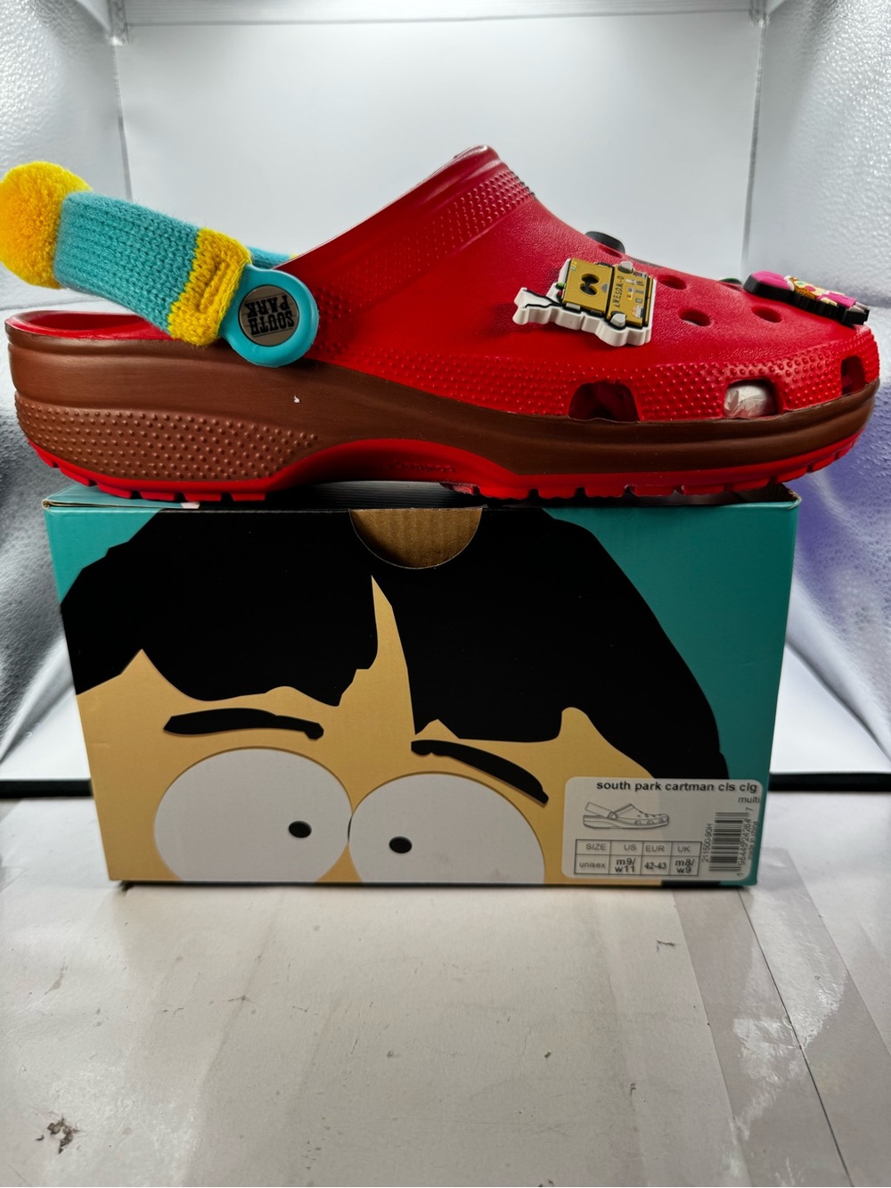 Mens Red Cartoon Clog with Brown Sole